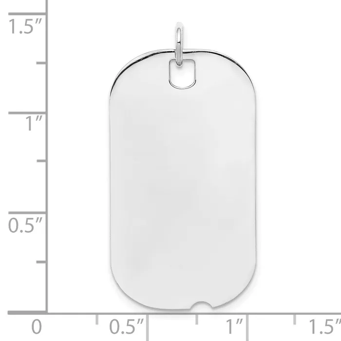 SS Rhplt Engraveable Dog Tag Polished FrontSatin Back Disc Charm TreasureFineJewelers Charm Necklaces