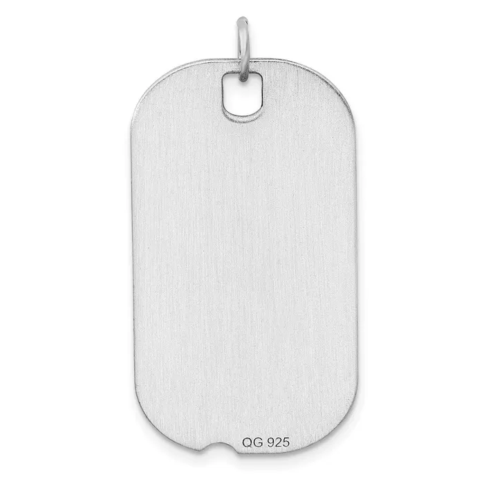 SS Rhplt Engraveable Dog Tag Polished FrontSatin Back Disc Charm TreasureFineJewelers Charm Necklaces