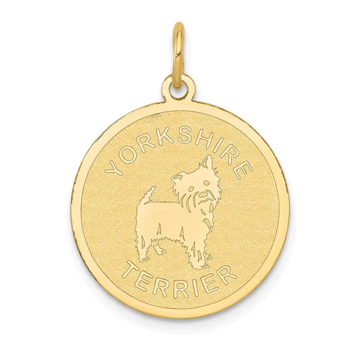TreasureFineJewelers 14k Yellow Gold Yorkshire Terrier Disc Charm Charm Necklaces TreasureFineJewelers 14k Yellow Gold Yorkshire Terrier Disc Charm Charm Necklaces