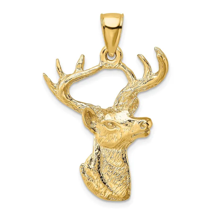TreasureFineJewelers Charm Necklaces 10k Yellow Gold Deer Head Profile Charm TreasureFineJewelers Charm Necklaces 10k Yellow Gold Deer Head Profile Charm