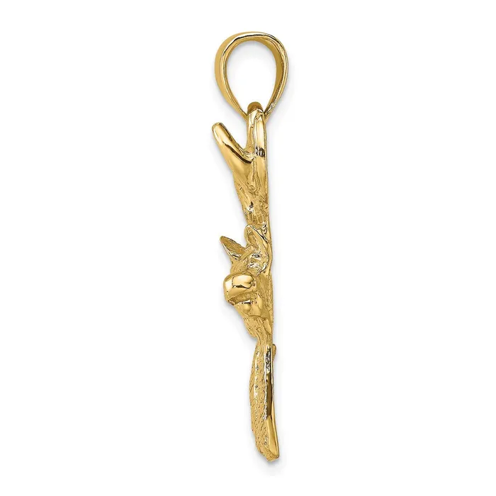 TreasureFineJewelers Charm Necklaces 10k Yellow Gold Deer Head Profile Charm