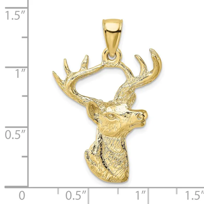 TreasureFineJewelers Charm Necklaces 10k Yellow Gold Deer Head Profile Charm