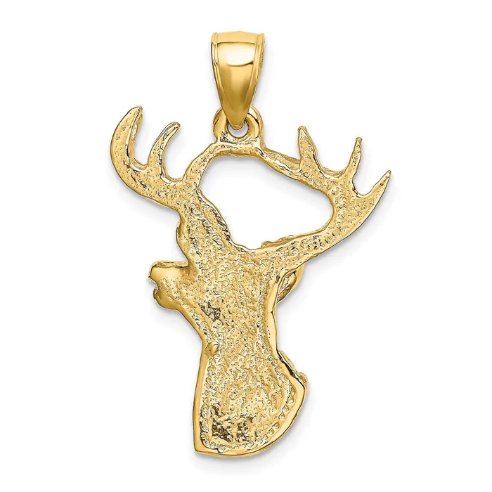 TreasureFineJewelers Charm Necklaces 10k Yellow Gold Deer Head Profile Charm