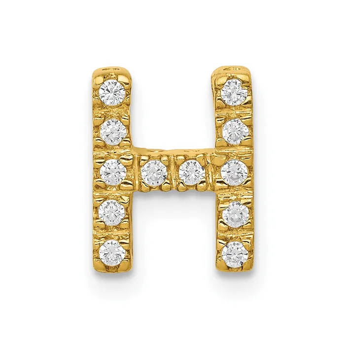 TreasureFineJewelers Charm Necklaces 10k Yellow Gold Diamond Letter H Initial Charm TreasureFineJewelers Charm Necklaces 10k Yellow Gold Diamond Letter H Initial Charm