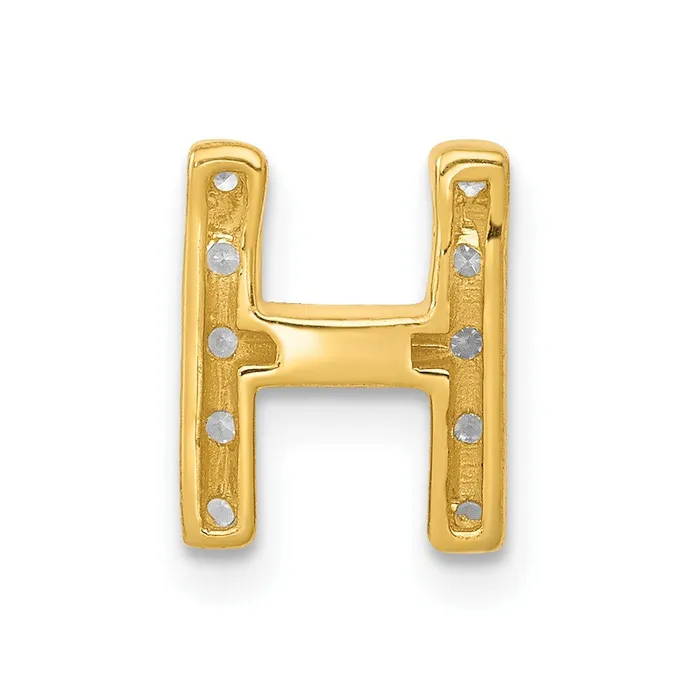 TreasureFineJewelers Charm Necklaces 10k Yellow Gold Diamond Letter H Initial Charm