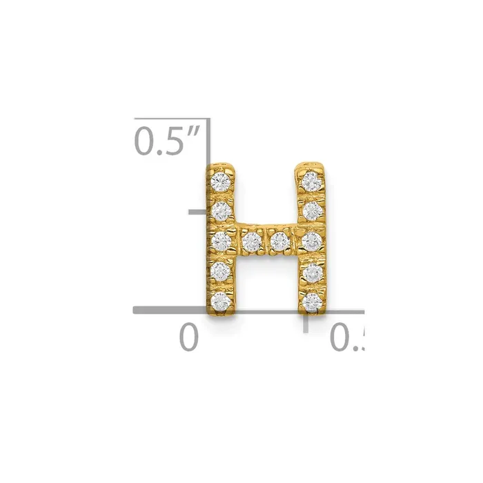 TreasureFineJewelers Charm Necklaces 10k Yellow Gold Diamond Letter H Initial Charm