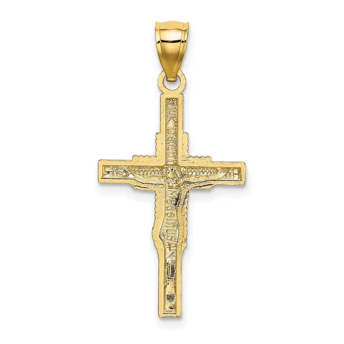 TreasureFineJewelers Charm Necklaces 14K Beaded Accent Crucifix Charm