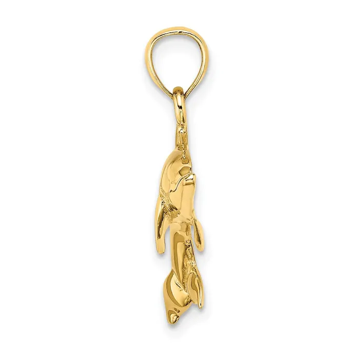 TreasureFineJewelers Charm Necklaces 14K Polished Swimming Dolphin Charm
