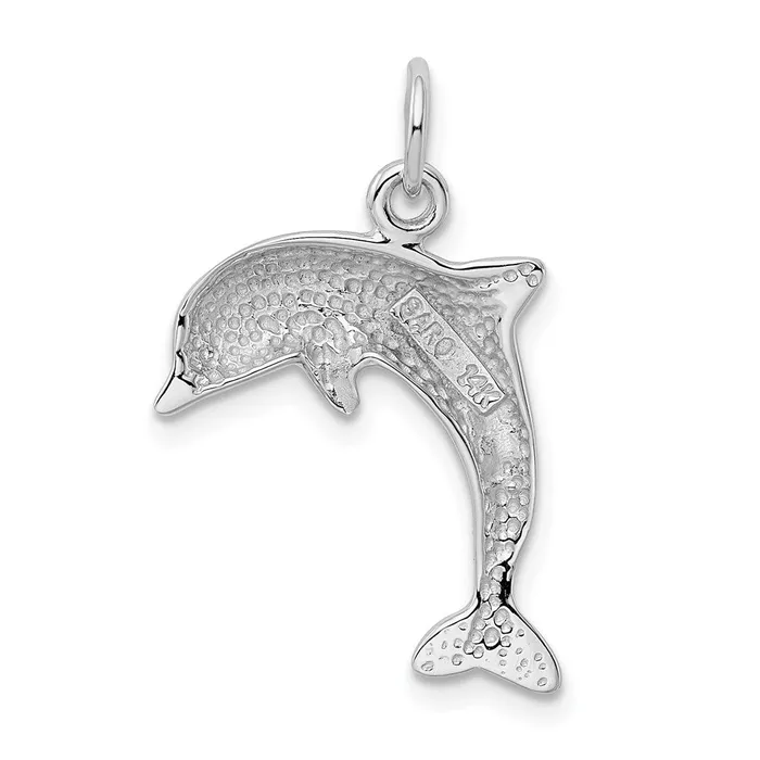 TreasureFineJewelers Charm Necklaces 14k White Gold Dolphin Charm