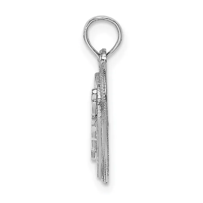 TreasureFineJewelers Charm Necklaces 14K White Gold MOM Inside Heart Charm