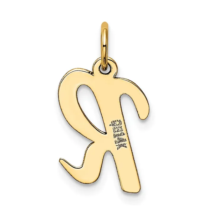 TreasureFineJewelers Charm Necklaces 14k Yellow Gold Medium Script Letter R Initial Charm