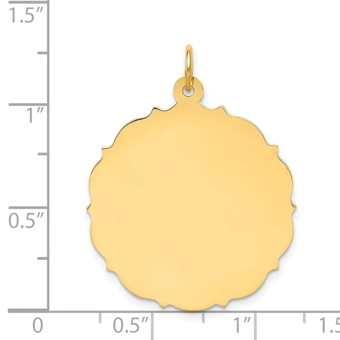 TreasureFineJewelers Charm Necklaces 14k Yellow Gold Plain 018 Gauge Engravable Disc Charm
