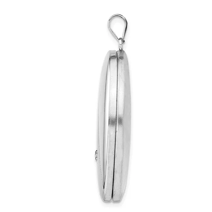 TreasureFineJewelers Rings Sterling Silver Rhodiumplated Diamond Star Ash Holder Oval Locket