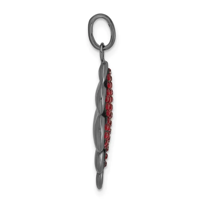 TreasureFineJewelers Sterling Silver Black Ceramic Red Swarovski Elements Wing Pendant Necklaces