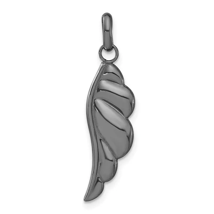 TreasureFineJewelers Sterling Silver Black Ceramic Red Swarovski Elements Wing Pendant Necklaces