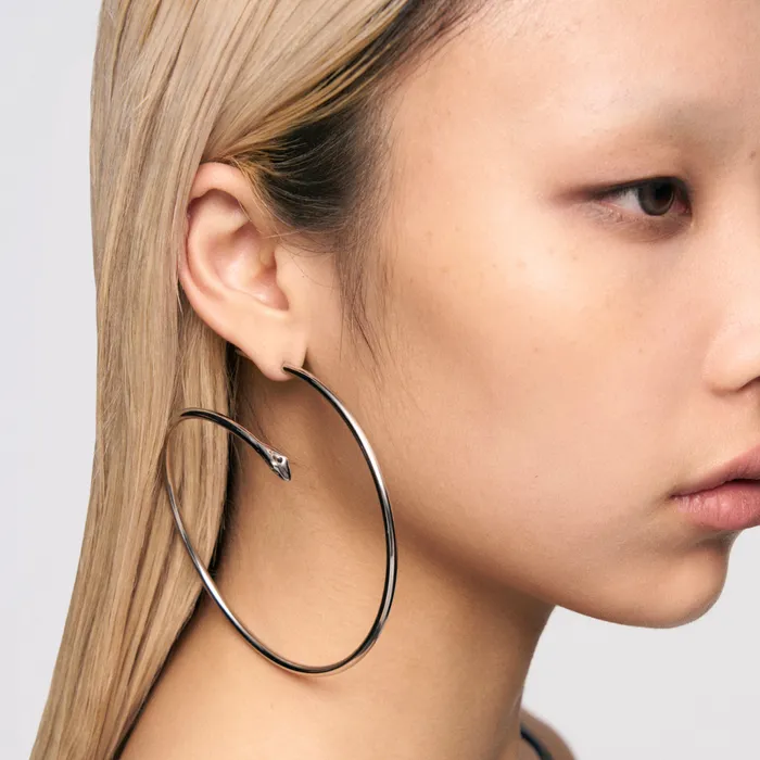 Blackheadshop Earrings SnakeShaped Large Hoop Earrings