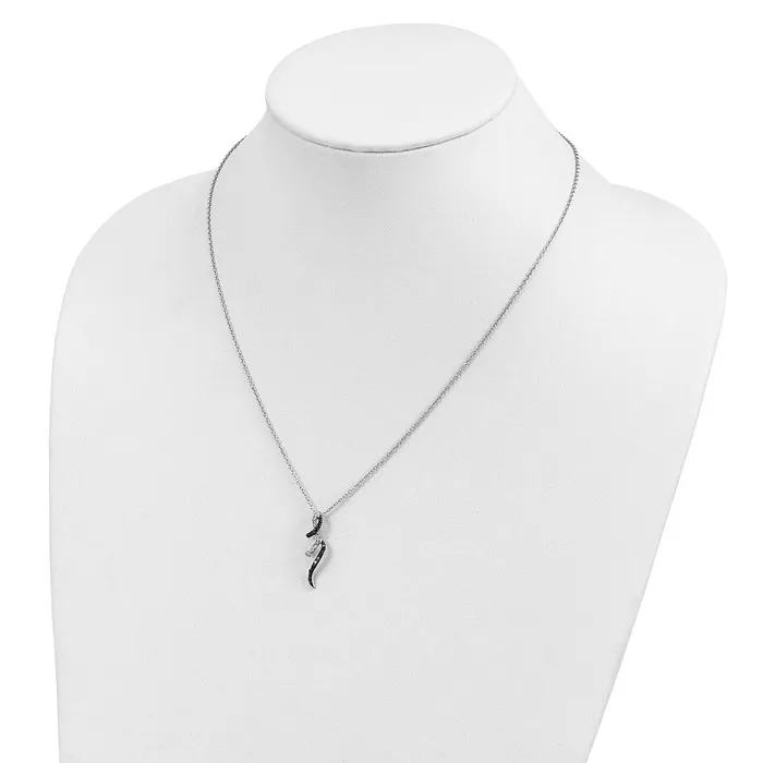 Sterling Silver Rhodium Plated Black White Diamond Pendant NecklaceWBCQP3841 WB Choice Jewelry Necklaces Sterling Silver Rhodium Plated Black White Diamond Pendant NecklaceWBCQP3841 WB Choice Jewelry Necklaces