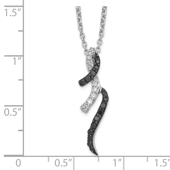 Sterling Silver Rhodium Plated Black White Diamond Pendant NecklaceWBCQP3841 WB Choice Jewelry Necklaces Sterling Silver Rhodium Plated Black White Diamond Pendant NecklaceWBCQP3841 WB Choice Jewelry Necklaces