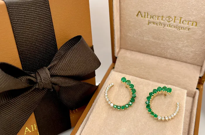 Earrings 18kt Gold Open Circle Gems Diamonds Studs Albert Hern Earrings Earrings 18kt Gold Open Circle Gems Diamonds Studs Albert Hern Earrings