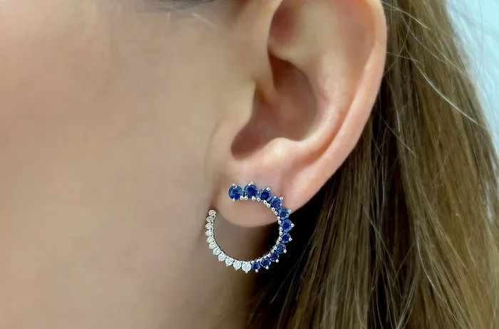 Earrings 18kt Gold Open Circle Gems Diamonds Studs Albert Hern Earrings Earrings 18kt Gold Open Circle Gems Diamonds Studs Albert Hern Earrings