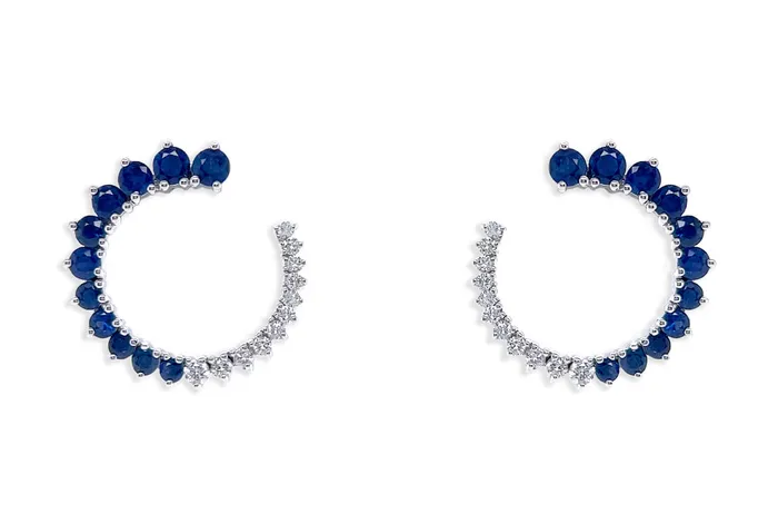 Earrings 18kt Gold Open Circle Gems Diamonds Studs Albert Hern Earrings Earrings 18kt Gold Open Circle Gems Diamonds Studs Albert Hern Earrings