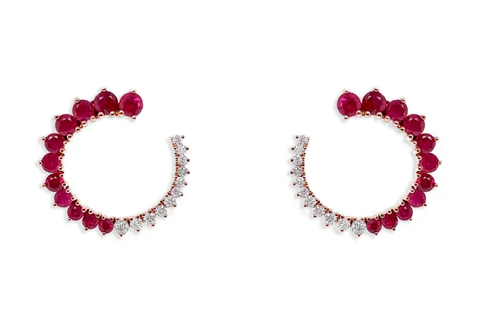 Earrings 18kt Gold Open Circle Gems Diamonds Studs Albert Hern Earrings Earrings 18kt Gold Open Circle Gems Diamonds Studs Albert Hern Earrings
