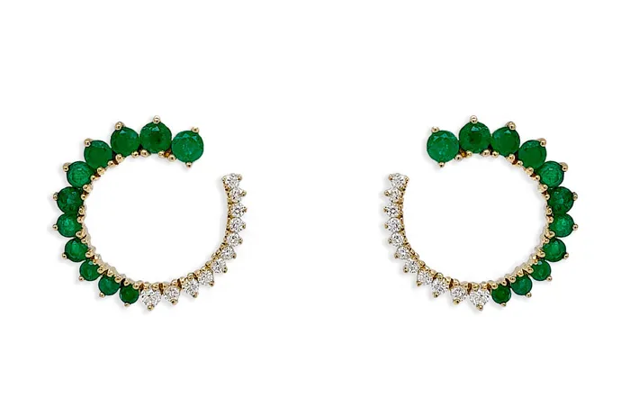 Earrings 18kt Gold Open Circle Gems Diamonds Studs Albert Hern Earrings Earrings 18kt Gold Open Circle Gems Diamonds Studs Albert Hern Earrings