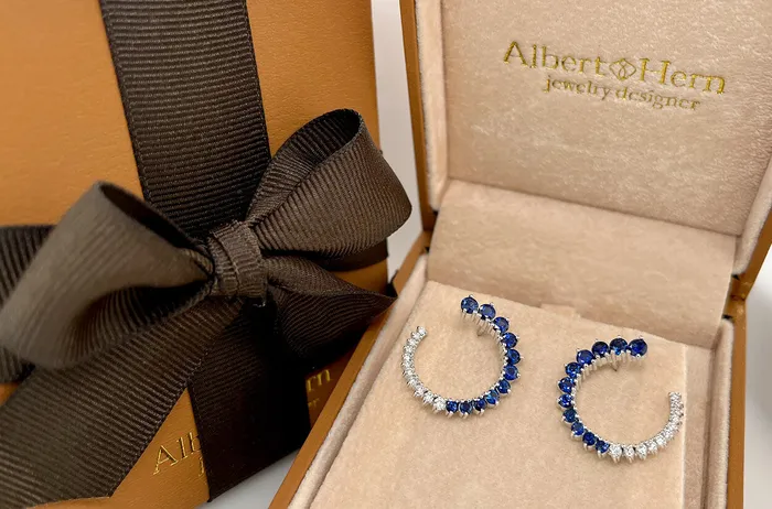 Earrings 18kt Gold Open Circle Gems Diamonds Studs Albert Hern Earrings Earrings 18kt Gold Open Circle Gems Diamonds Studs Albert Hern Earrings
