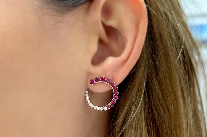 Earrings 18kt Gold Open Circle Gems Diamonds Studs Albert Hern Earrings Earrings 18kt Gold Open Circle Gems Diamonds Studs Albert Hern Earrings