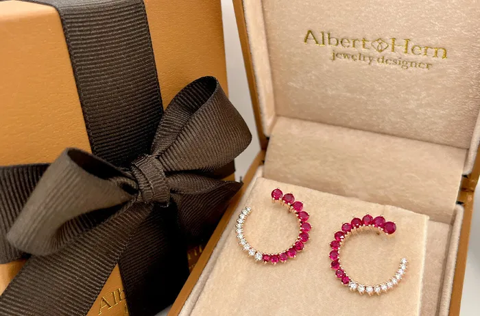 Earrings 18kt Gold Open Circle Gems Diamonds Studs Albert Hern Earrings Earrings 18kt Gold Open Circle Gems Diamonds Studs Albert Hern Earrings