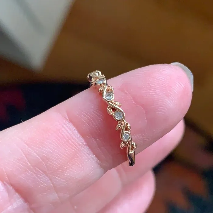 Rings Love Vintage Paris Diamond Leaf Band 10k Rose Gold Vintage