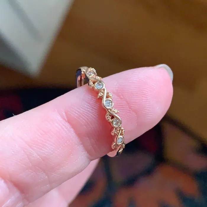 Rings Love Vintage Paris Diamond Leaf Band 10k Rose Gold Vintage