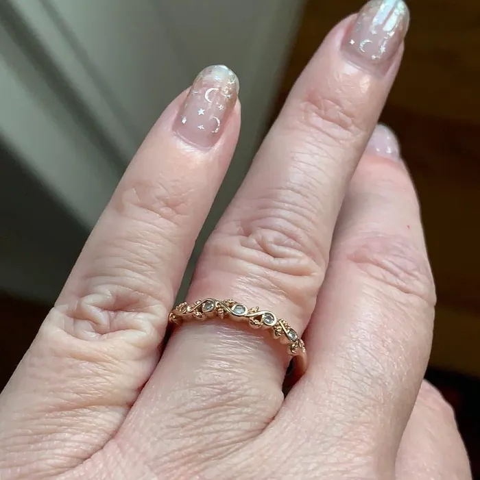 Rings Love Vintage Paris Diamond Leaf Band 10k Rose Gold Vintage