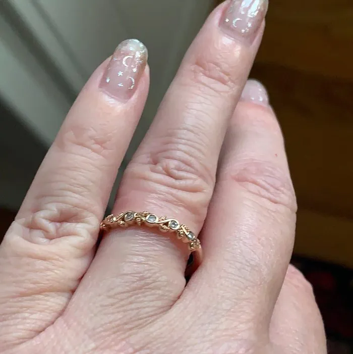 Rings Love Vintage Paris Diamond Leaf Band 10k Rose Gold Vintage