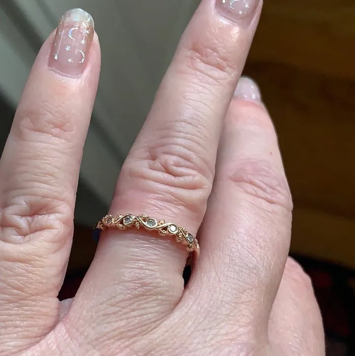 Rings Love Vintage Paris Diamond Leaf Band 10k Rose Gold Vintage