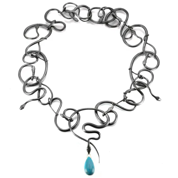 Gabriella Kiss Necklaces Bronze Snake Necklace with Turquoise and Jasper