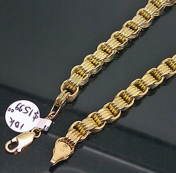 Gold and Diamond Bracelets 10K Yellow Gold Byzantine Box Link Bracelet 8 Long 65mm