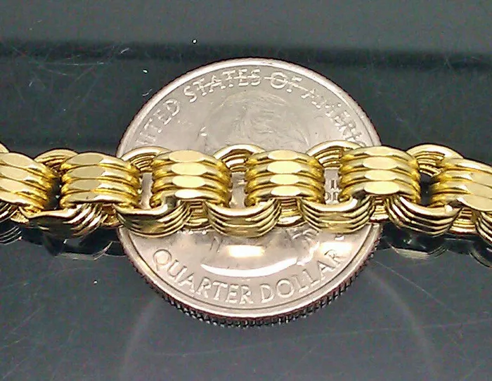 Gold and Diamond Bracelets 10K Yellow Gold Byzantine Box Link Bracelet 8 Long 65mm