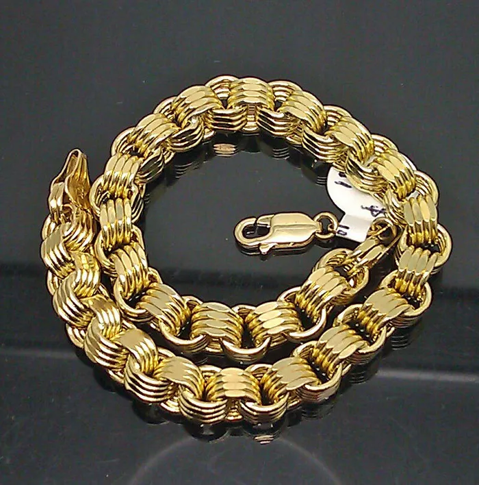 Gold and Diamond Bracelets 10K Yellow Gold Byzantine Box Link Bracelet 8 Long 65mm