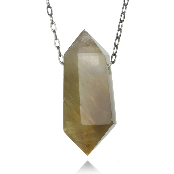 Joseph Brooks Necklaces 39mm Gold Rutile Quartz Crystal Necklace