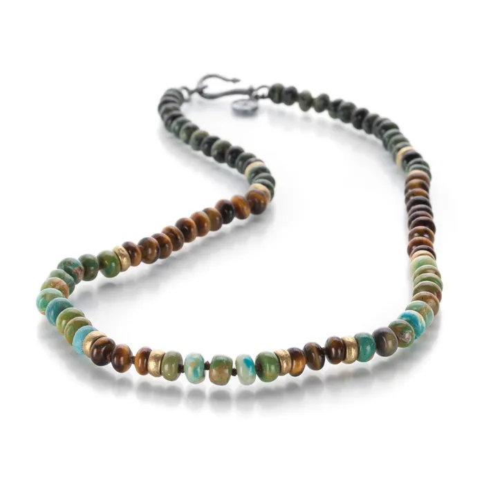 Joseph Brooks Necklaces Opal Tiger Eye Jasper and Brass Necklace