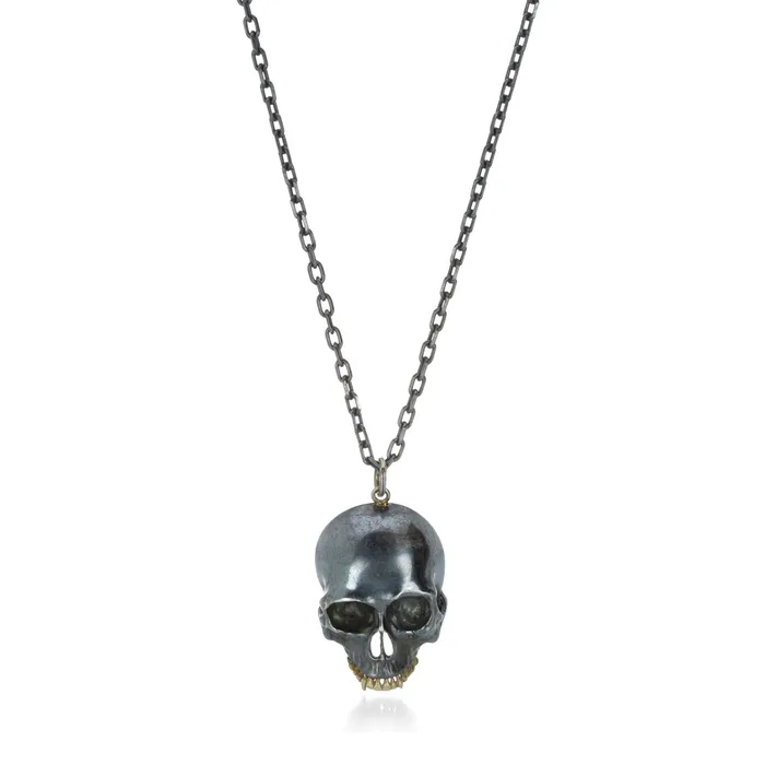 Necklaces Anthony Lent Black and Gold Skull Pendant Necklace Necklaces Anthony Lent Black and Gold Skull Pendant Necklace