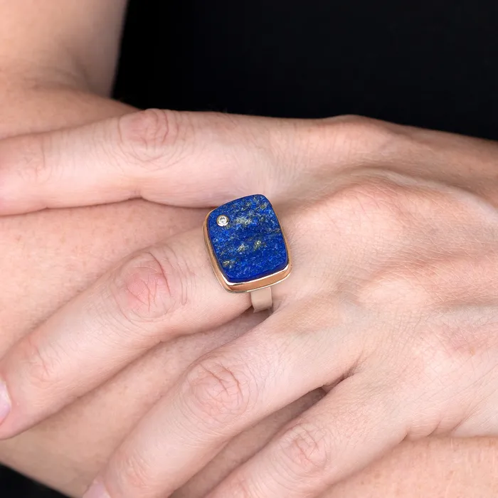 Rectangular Rough Cut Lapis Ring Jamie Joseph Rings Rectangular Rough Cut Lapis Ring Jamie Joseph Rings