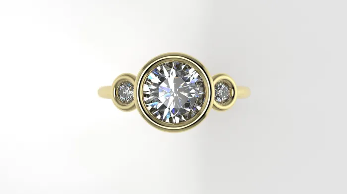 Rings JCM DESIGN JEWELRY 14K Engagement Ring with Diamond VS1 it is Bezel Mounted band stone round