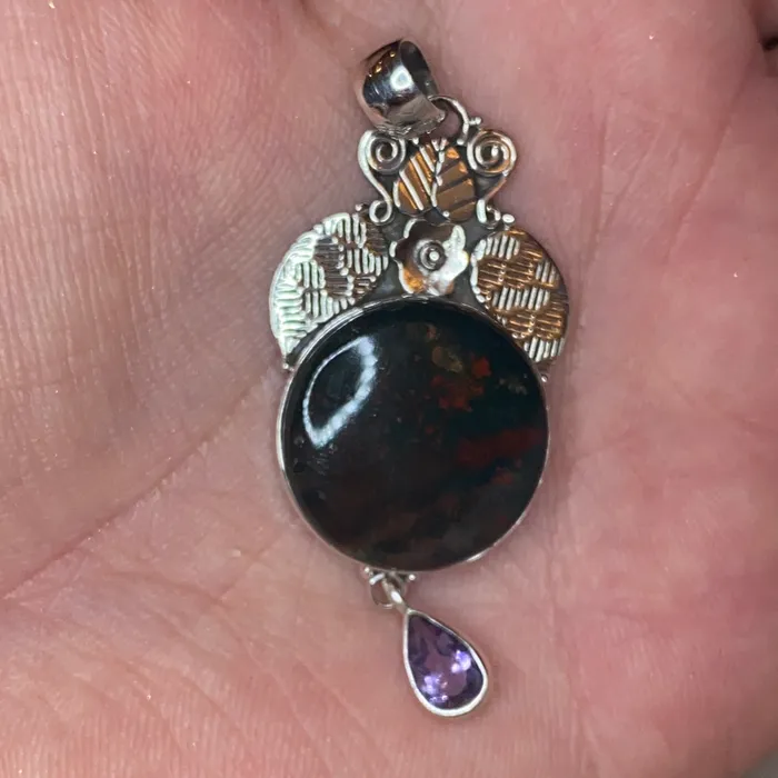 Sophiareneboutique Sterling Silver Angel Wing Pendants Bloodstone Rings
