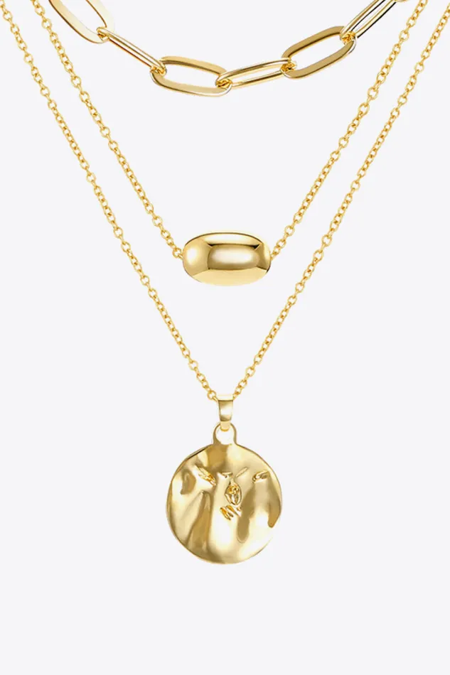 Trendsi Necklaces 18K Gold Plated 3Piece Pendant Necklace Set
